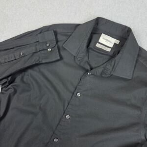 Goodfellow Mens Large (16-16 1/2) Black Slim Long Sleeve Button Down Dress Shirt